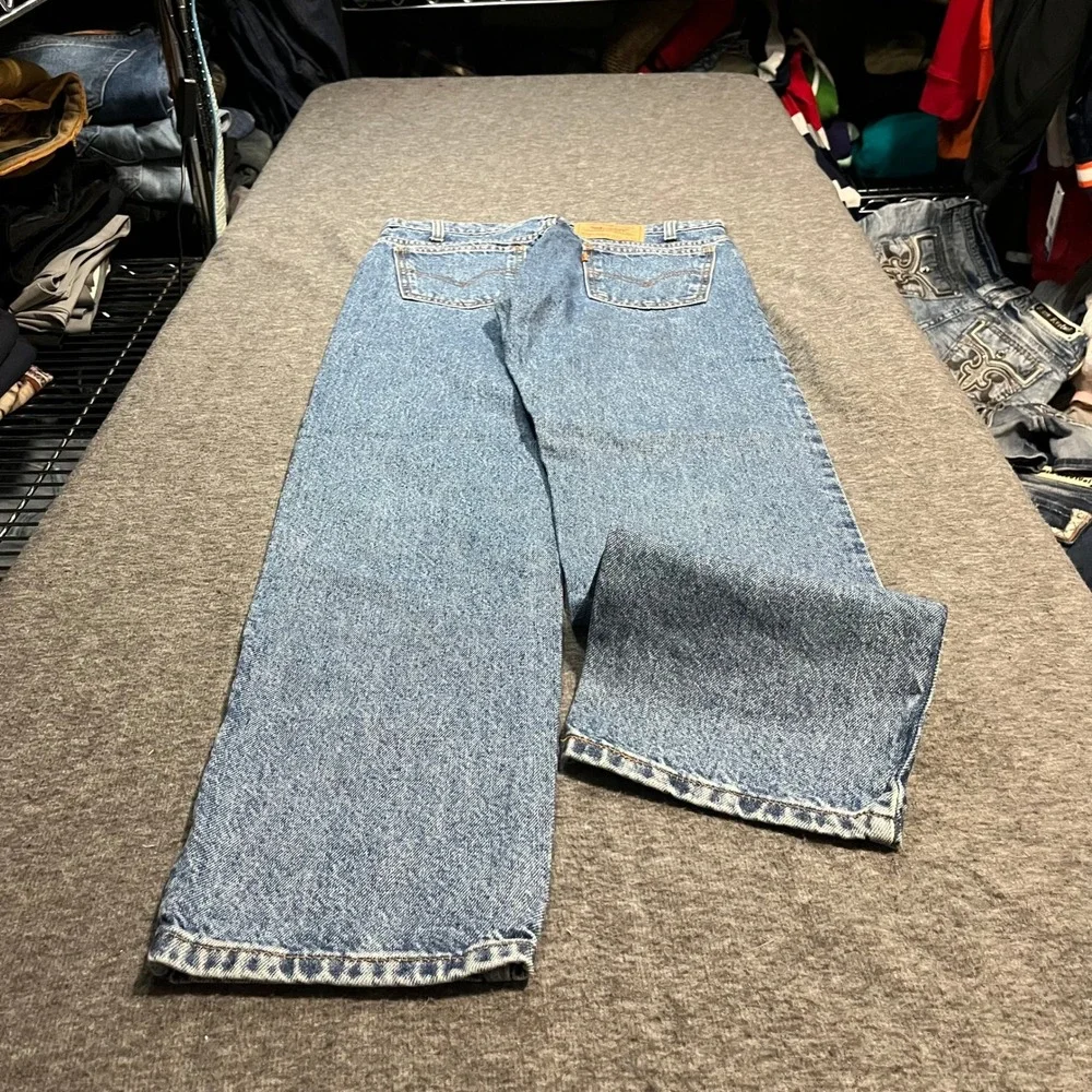 Levis 505 Vintage Orange Tab Jeans Mens 31x30 Medium Wash Straight Leg Denim
